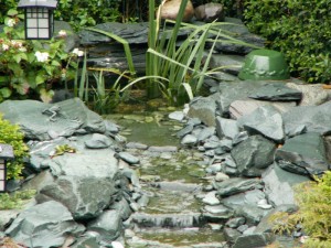 Green slate water stream